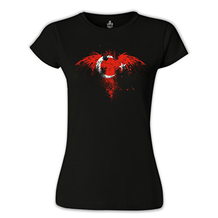 Kartal Ay Yıldız Siyah Bayan Tshirt