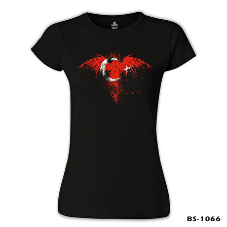 Kartal Ay Yıldız Siyah Bayan Tshirt
