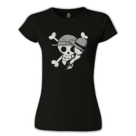 One Piece - Luffy Straw Hat 4 Siyah Bayan Tshirt