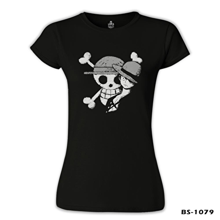 One Piece - Luffy Straw Hat 4 Siyah Bayan Tshirt