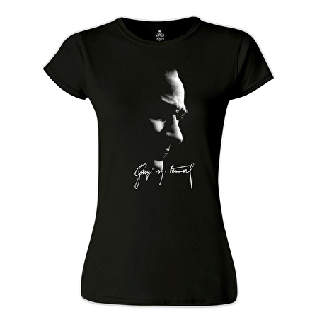 Atatürk - Gazi İmza Siyah Bayan Tshirt