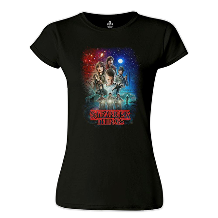 Stranger Things - Moonlight Siyah Bayan Tshirt