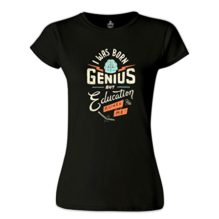 Yazı - Genius Siyah Bayan Tshirt