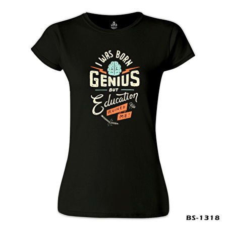 Yazı - Genius Siyah Bayan Tshirt