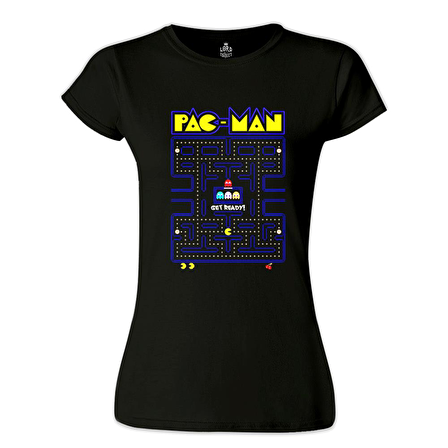 Pac-Man - Get Ready Siyah Bayan Tshirt