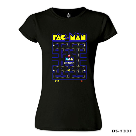 Pac-Man - Get Ready Siyah Bayan Tshirt
