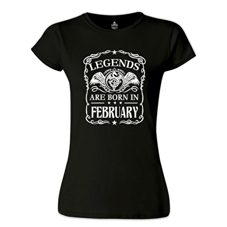 Burç - Born in February Crown Siyah Bayan Tshirt