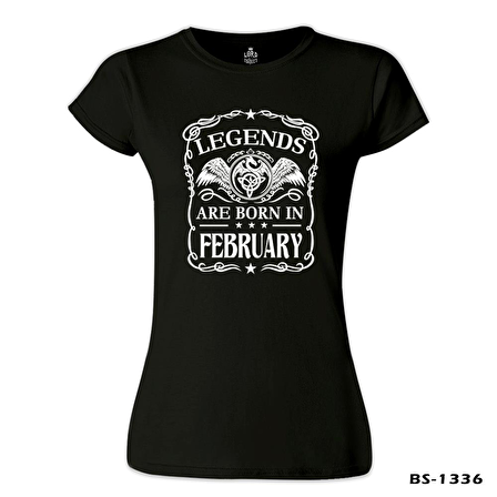 Burç - Born in February Crown Siyah Bayan Tshirt