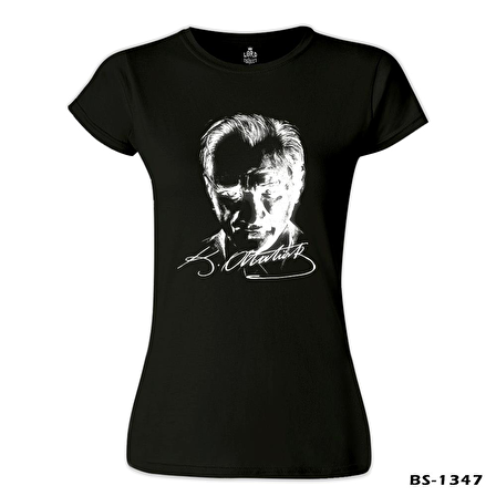 Atatürk - Portre Siyah Bayan Tshirt