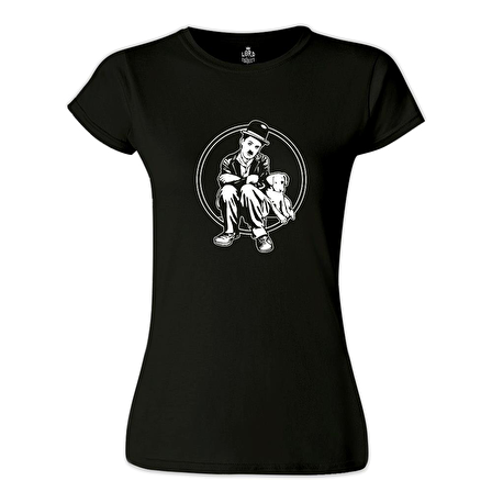 Charlie Chaplin - Köpeğin Hayatı Siyah Bayan Tshirt