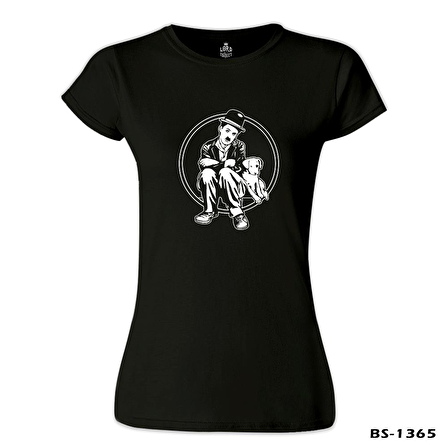 Charlie Chaplin - Köpeğin Hayatı Siyah Bayan Tshirt