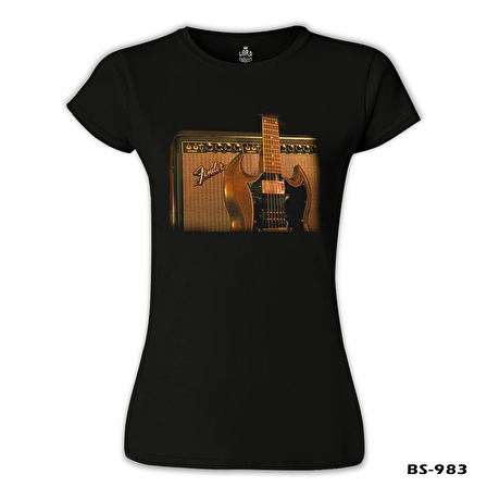 Gitar - Fender 2 Siyah Bayan Tshirt