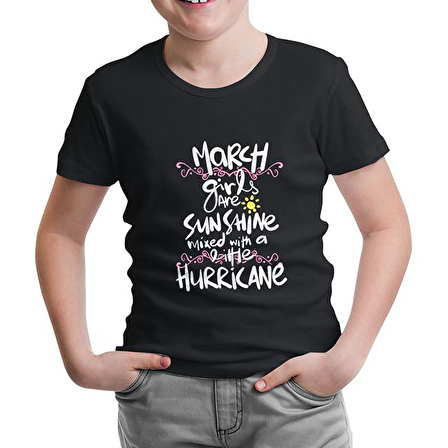 March Girls Siyah Çocuk Tshirt