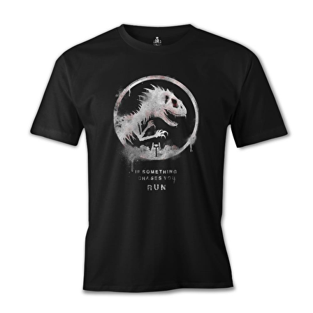 Jurassic Park - Run Siyah Erkek Tshirt