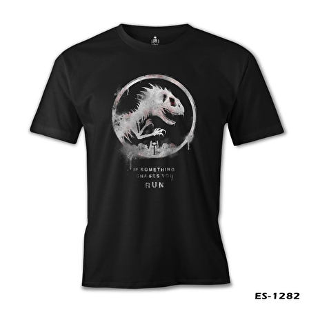 Jurassic Park - Run Siyah Erkek Tshirt