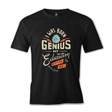 Yazı - Genius Siyah Erkek Tshirt