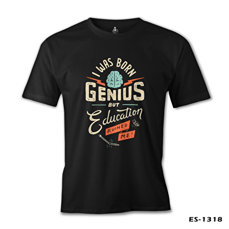 Yazı - Genius Siyah Erkek Tshirt