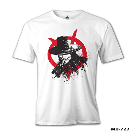 V for Vendetta - Rebel Beyaz Erkek Tshirt