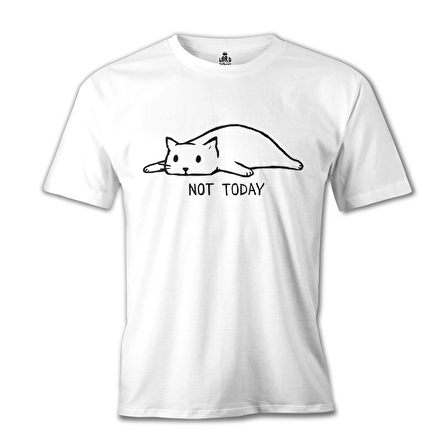 Kedi - Not Today! Beyaz Erkek Tshirt