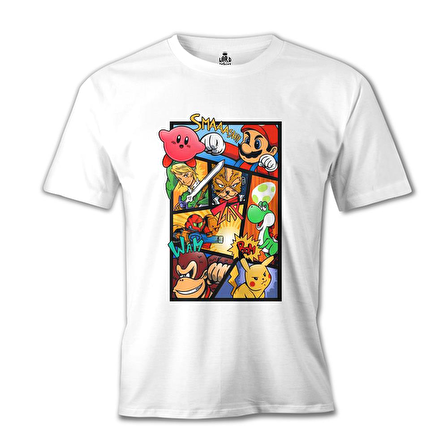 Super Mario - Smaash Beyaz Erkek Tshirt