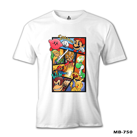 Super Mario - Smaash Beyaz Erkek Tshirt