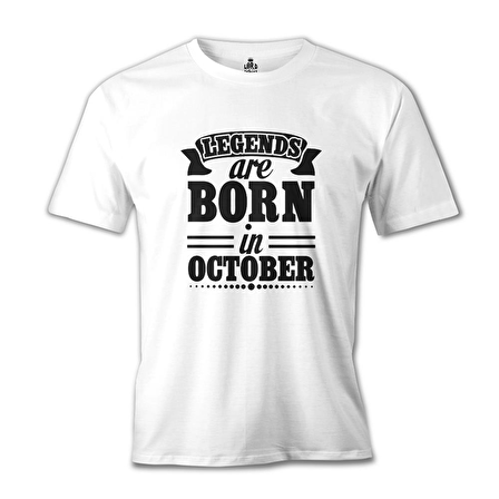 Legends Born on October - Date Beyaz Erkek Tshirt