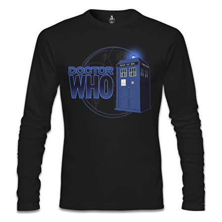 Doctor Who - Phone Box Siyah Erkek Sweatshirt