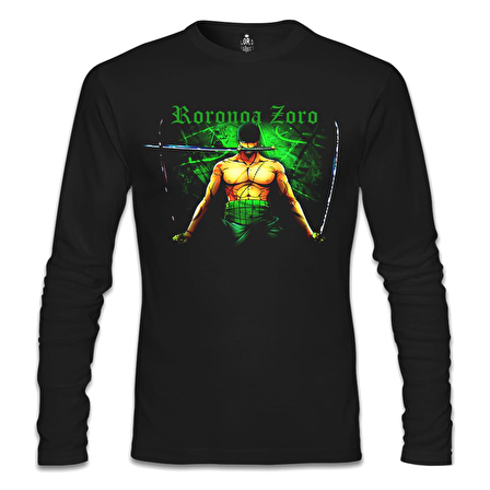 One Piece - Zoro Siyah Erkek Sweatshirt