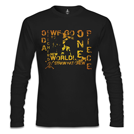 One Piece - Straw Hat Siyah Erkek Sweatshirt