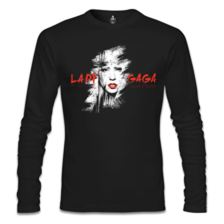 Lady Gaga - Face Siyah Erkek Sweatshirt