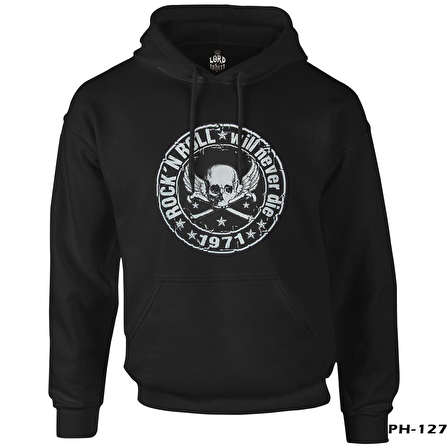 Rock 'N Roll Siyah Erkek Fermuarsız Kapşonlu