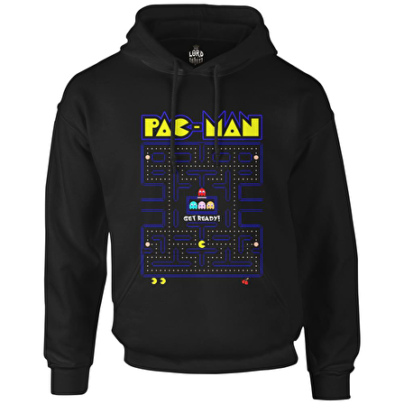 Pac-Man - Get Ready Siyah Erkek Fermuarsız Kapşonlu
