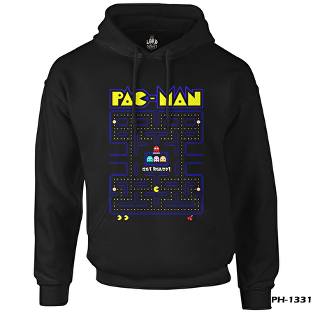Pac-Man - Get Ready Siyah Erkek Fermuarsız Kapşonlu