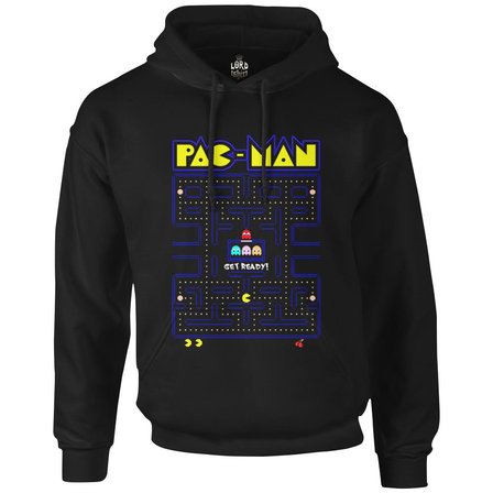 Pac-Man - Get Ready Siyah Erkek Fermuarsız Kapşonlu