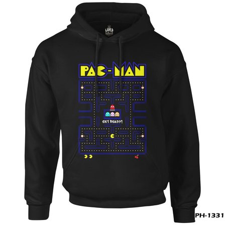 Pac-Man - Get Ready Siyah Erkek Fermuarsız Kapşonlu