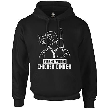 PUBG - Winner Winner Siyah Erkek Fermuarsız Kapşonlu