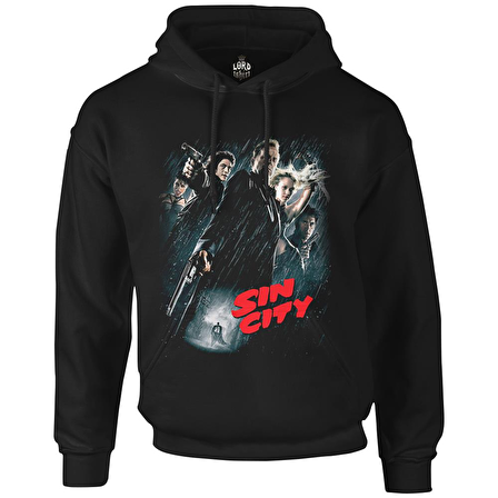 Sin City Siyah Erkek Fermuarsız Kapşonlu
