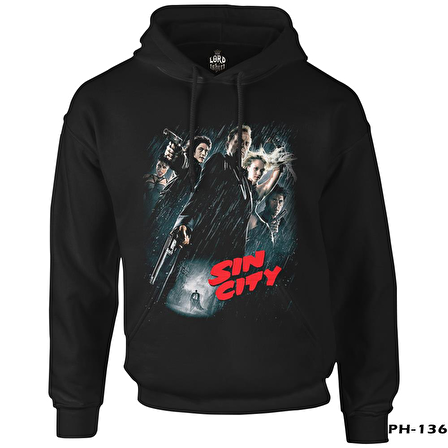 Sin City Siyah Erkek Fermuarsız Kapşonlu