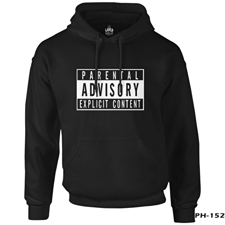 Parental Advisory Explicit Content Siyah Erkek Fermuarsız Kapşonlu