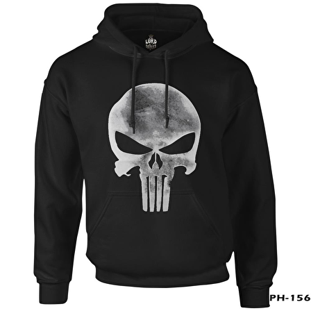 Punisher - Logo Siyah Erkek Fermuarsız Kapşonlu