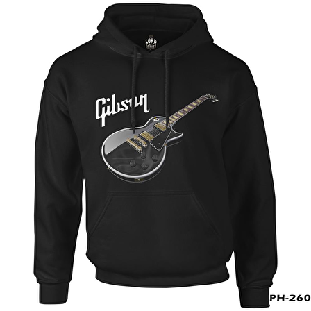 Gitar - Gibson 1 Siyah Erkek Fermuarsız Kapşonlu