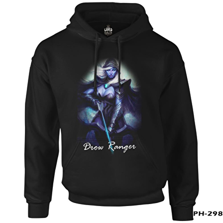 Dota 2 - Drow Ranger Siyah Erkek Fermuarsız Kapşonlu