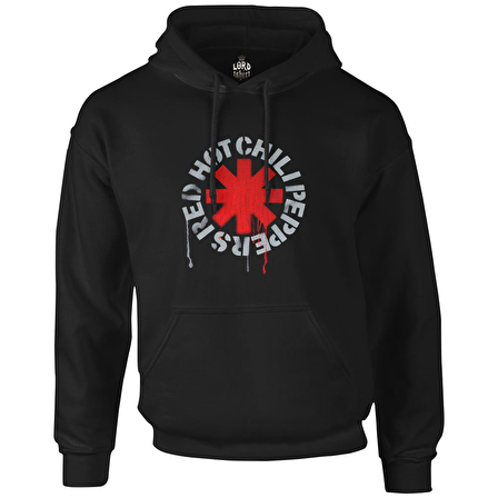 Red Hot Chili Peppers - Logo Siyah Erkek Fermuarsız Kapşonlu