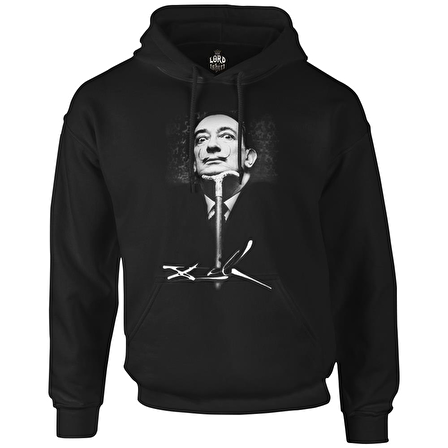 Salvador Dali Siyah Erkek Fermuarsız Kapşonlu