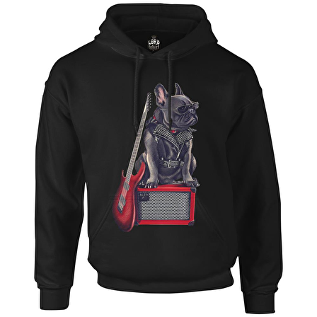 Rocker Dog Siyah Erkek Fermuarsız Kapşonlu