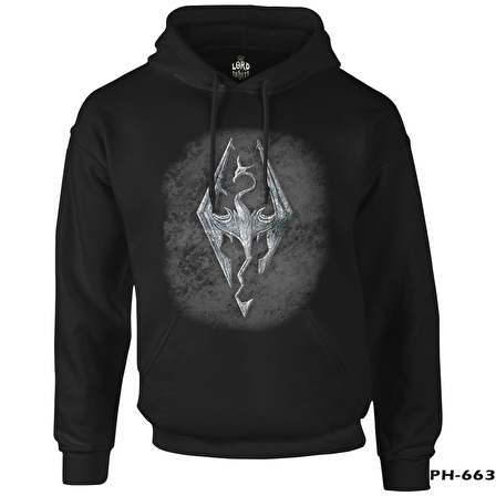 Skyrim - Dragon Siyah Erkek Fermuarsız Kapşonlu