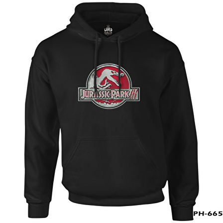 Jurassic Park - Logo Siyah Erkek Fermuarsız Kapşonlu