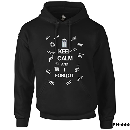 Doctor Who - Keep Calm and i Forgot Siyah Erkek Fermuarsız Kapşonlu