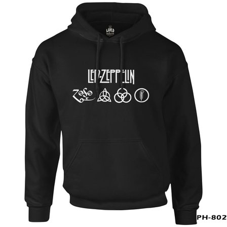 Led Zeppelin Logo Siyah Erkek Fermuarsız Kapşonlu