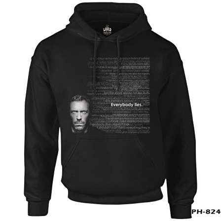 House - Everybody Lies Siyah Erkek Fermuarsız Kapşonlu